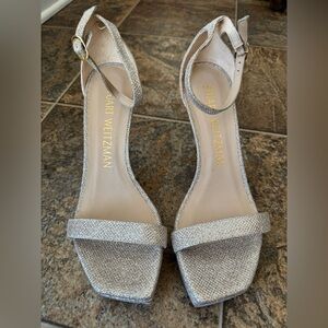 STUART WEITZMAN Nudistcurve Hollywood Shine Platform Sandal In Adobe/poudre 9B